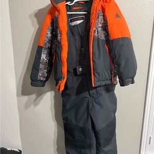 Snozu Vibrant Orange and Gray Kids Snowsuit 4T